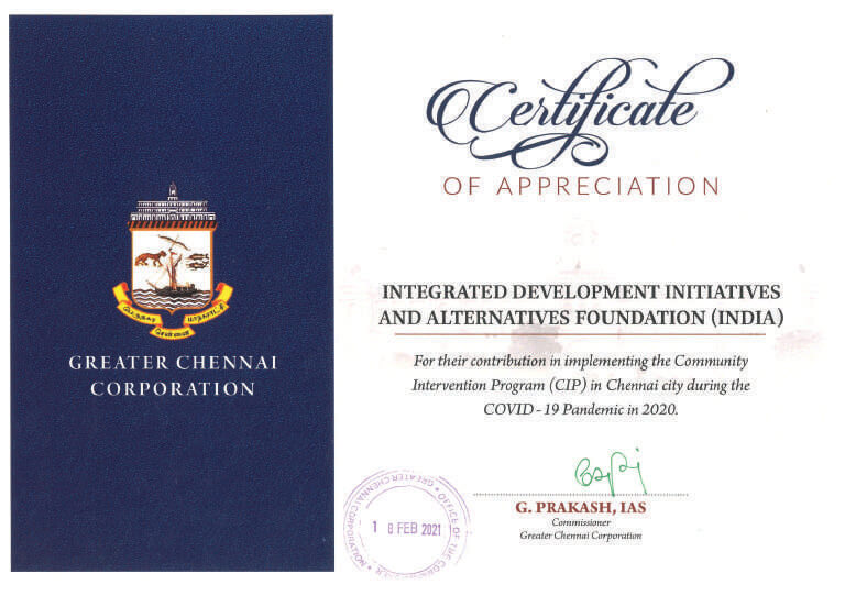 Honoured by Greater Chennai Corporation